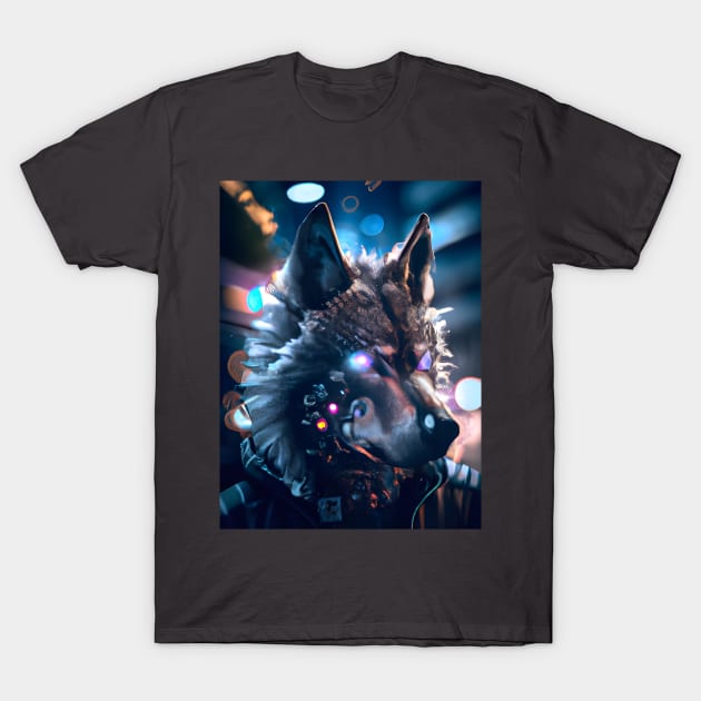 Cyberpunk Wolf (2) - Anthropomorphic Sci fi Wolves T-Shirt by TheThirdEye